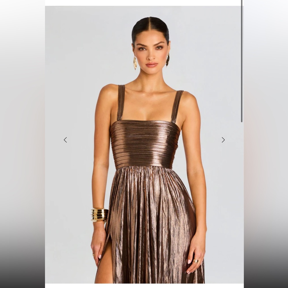 Retrofete Metallic Bronze Strapless Dress